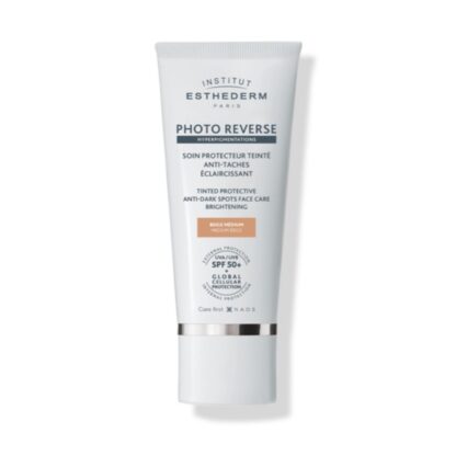 O Esthederm Solaire Photo Reverse com Cor Beige Claro é um fotoprotetor facial de nova geração, especialmente desenvolvido para pele com manchas e sujeita a irregularidades pigmentares