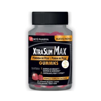 O Forté Pharma XtraSlim Max Gummies é um suplemento alimentar em formato de gomas sabor frutos vermelhos, ideal para quem procura uma forma prática e deliciosa de apoiar o processo de perda de peso