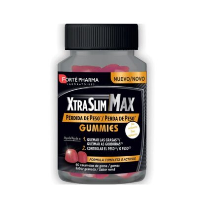 O Forté Pharma XtraSlim Max Gummies é um suplemento alimentar em formato de gomas sabor frutos vermelhos, ideal para quem procura uma forma prática e deliciosa de apoiar o processo de perda de peso
