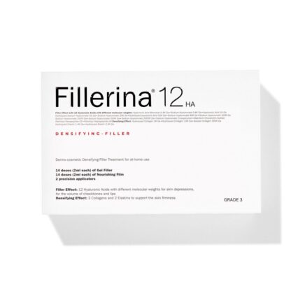 O Fillerina 12 Filler Intensivo Grau 3 é um tratamento dermocosmético não invasivo indicado para peles com rugas iniciais, sinais de flacidez leve e perda moderada de volume nas maçãs do rosto e lábios.
