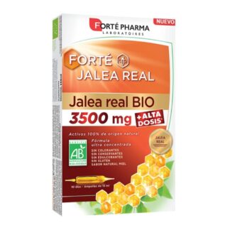 Forté Pharma Geleia Real BIO 3500 mg é um suplemento alimentar natural e biológico, ideal para reforçar o sistema imunitário e combater o cansaço físico e mental.